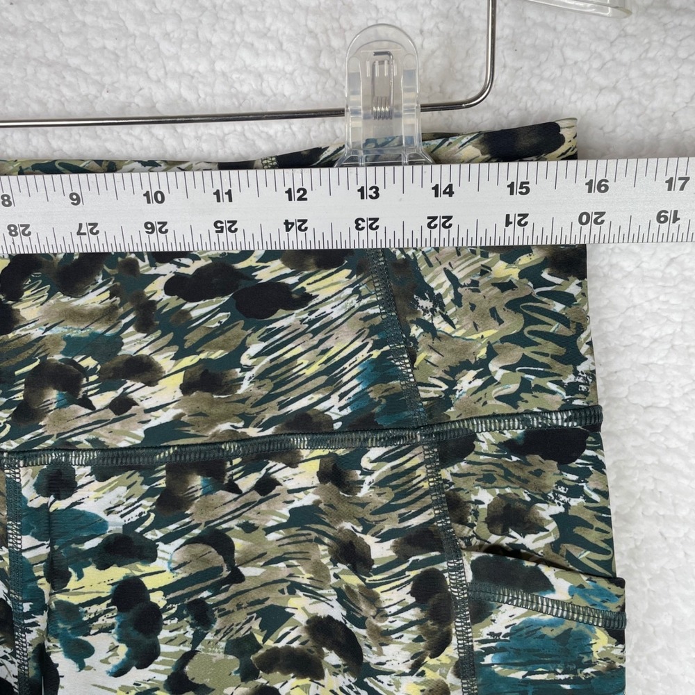 Kinesis Womens 1X Active Leggings Green Abstract Leopard Print Pockets High Rise - Picture 5 of 9